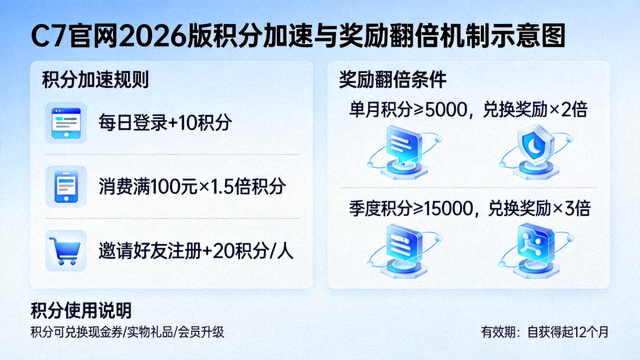 C7官网2026版积分加速与奖励翻倍机制示意图
